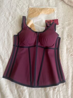 Honeylove Body Contouring Boldness Tank Top Fig color with Black Trim